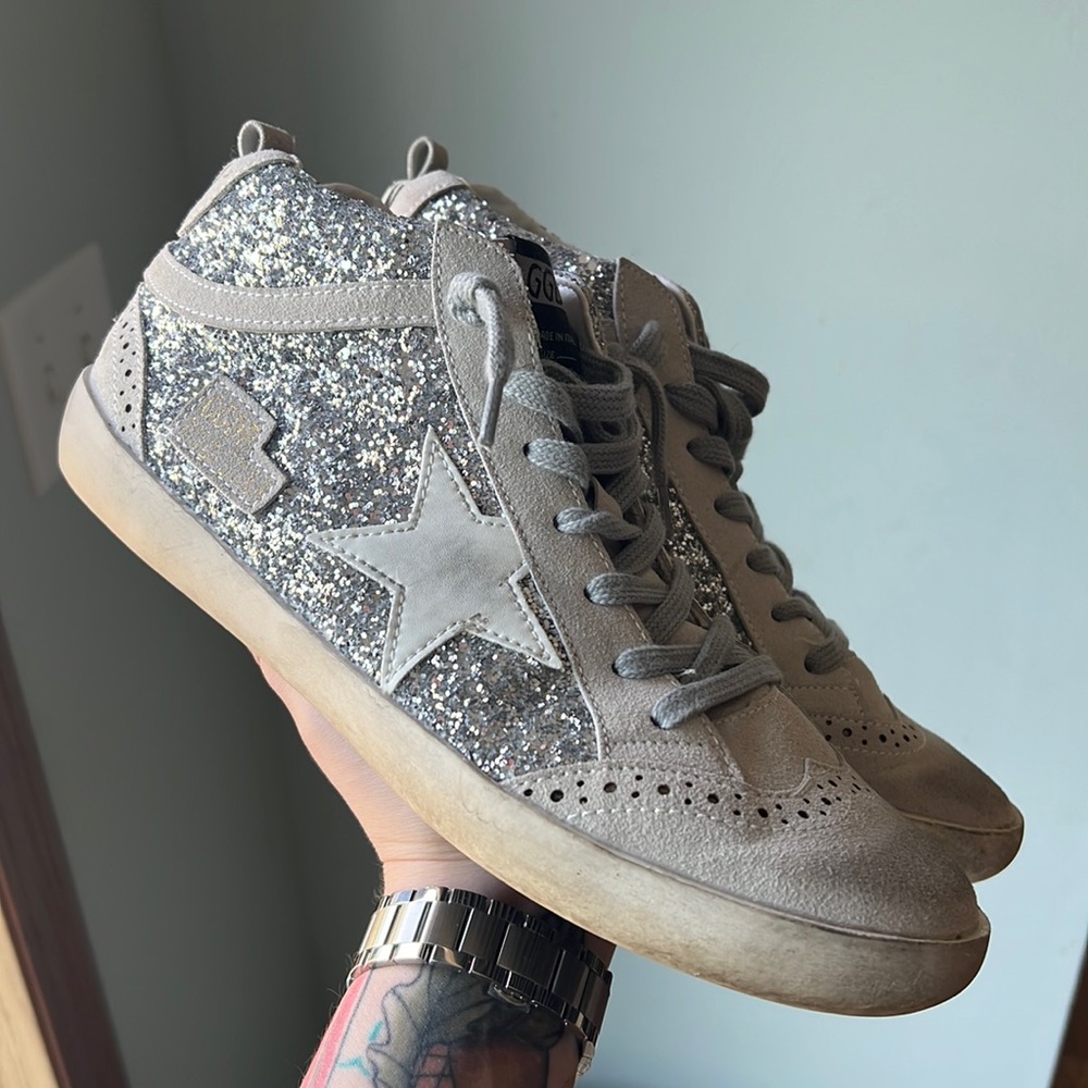 Replica Golden Goose Silver Glitter Sneakers